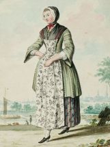 1770s Women OUtfit with Mixed Prints and Pinner Apron found on digital_bunka_ac_jp